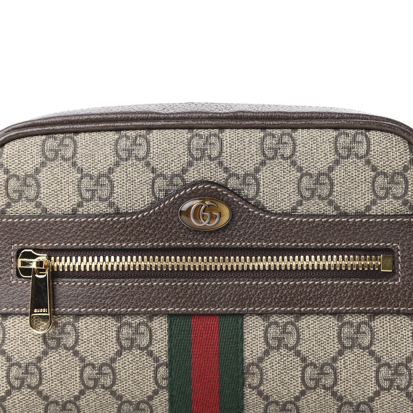 GG Supreme Monogram Web Small Ophidia Belt Bag 85 34 Dark Brown