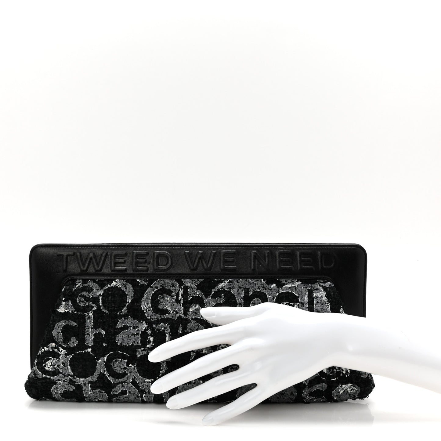 Lambskin Tweed We Need Clutch Black