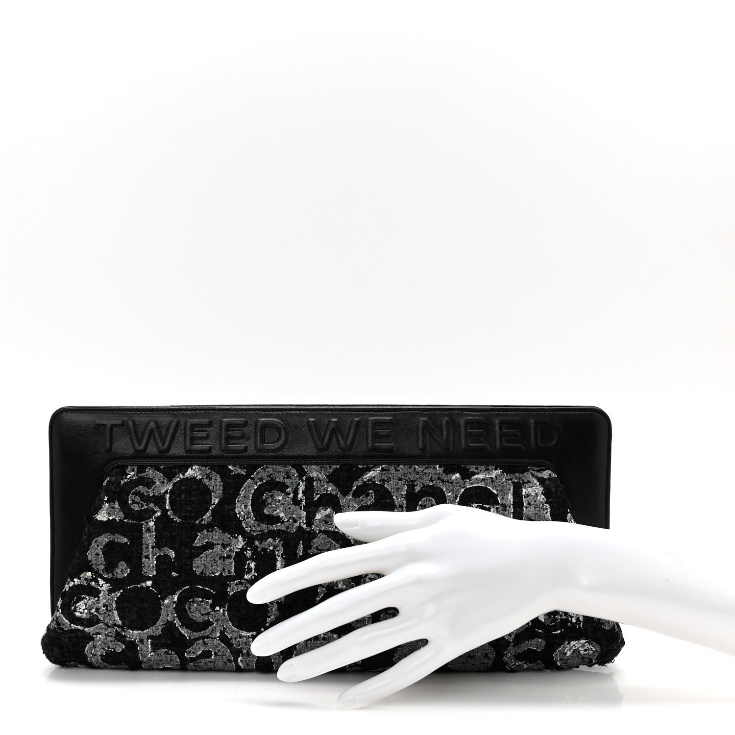 Chanel Lambskin Tweed We Need Clutch Black 2 of 10