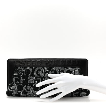 Chanel Lambskin Tweed We Need Clutch Black 2 of 10