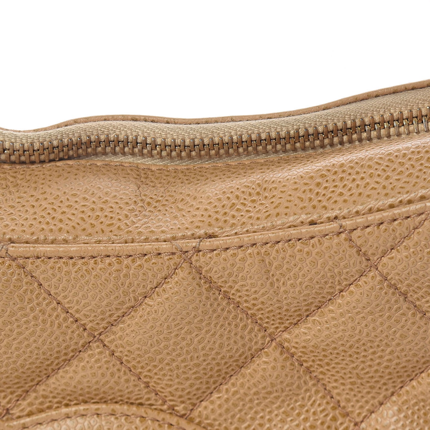 Caviar Quilted Hobo Beige
