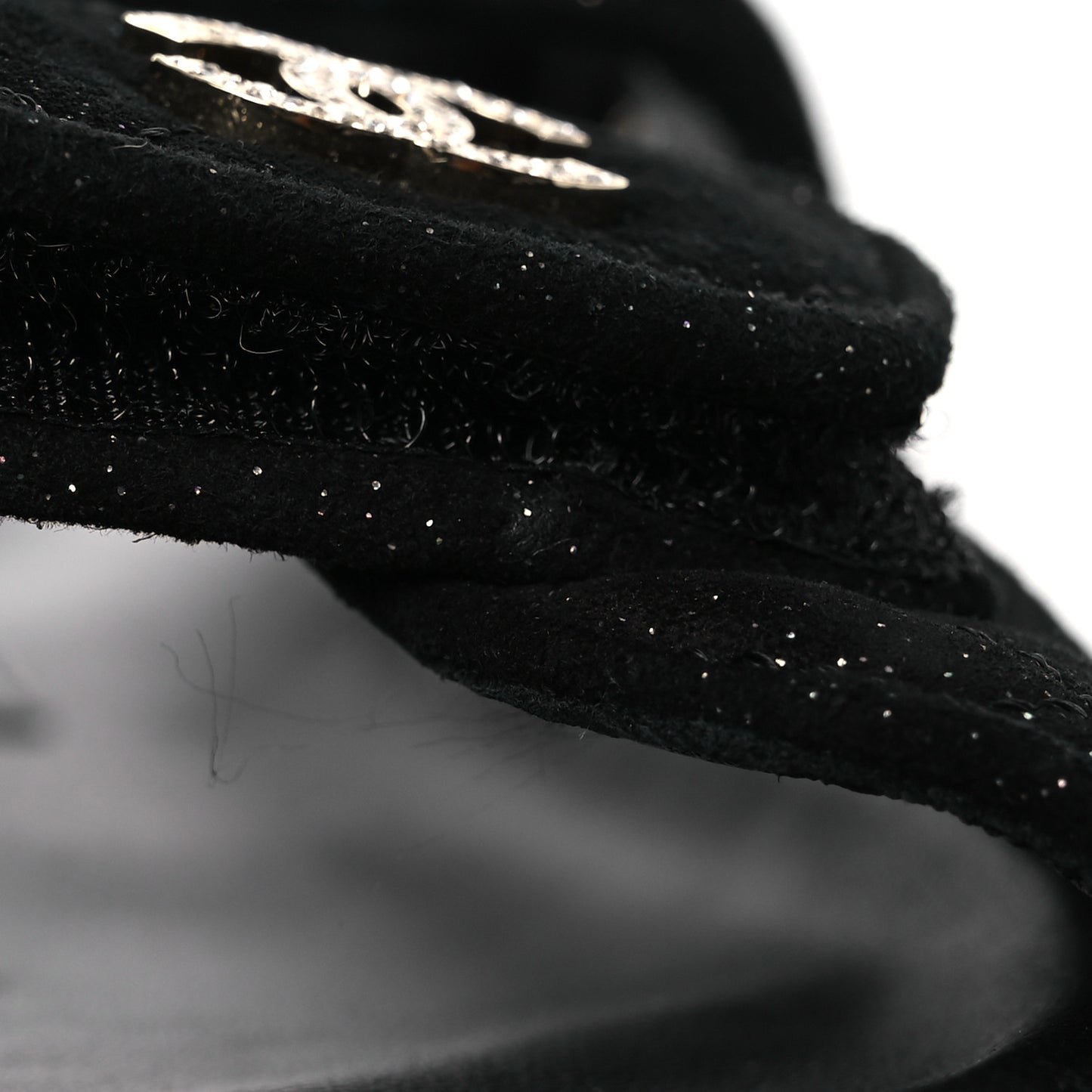 Suede Kidskin Glitter Crystal Velcro Dad Sandals  37 Black