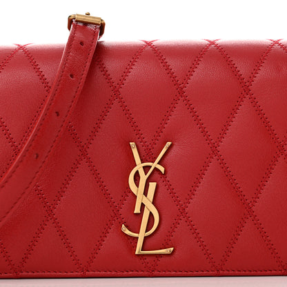Saint Laurent Lambskin Diamond Quilted Monogram Angie Chain Bag Red 10 of 16