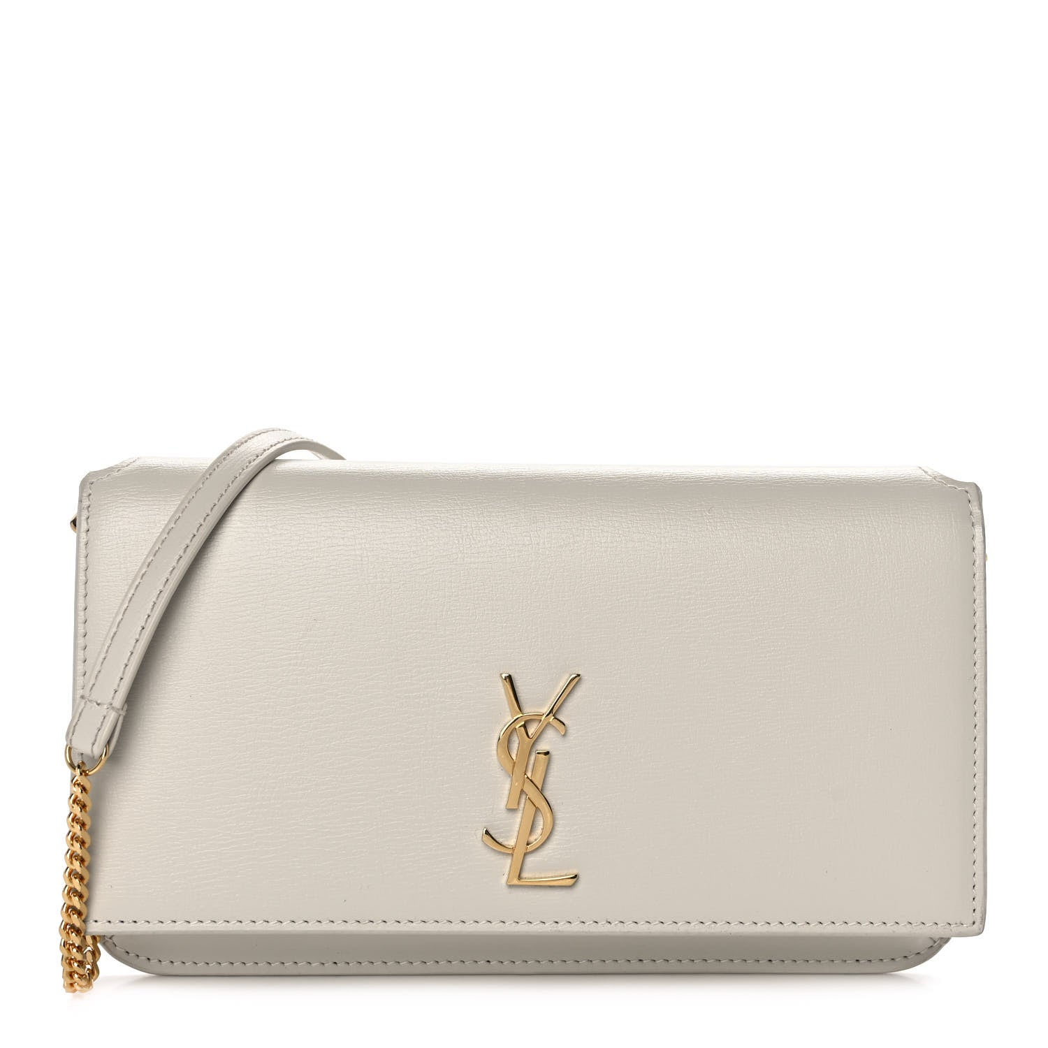 Saint Laurent Smooth Calfskin Monogram Phone Holder Crossbody Blanc Vintage 1 of 11
