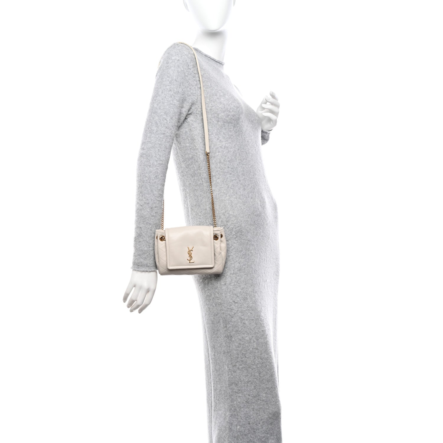 Saint Laurent Lambskin Quilted Monogram Mini Nolita Crema Soft 2 of 10