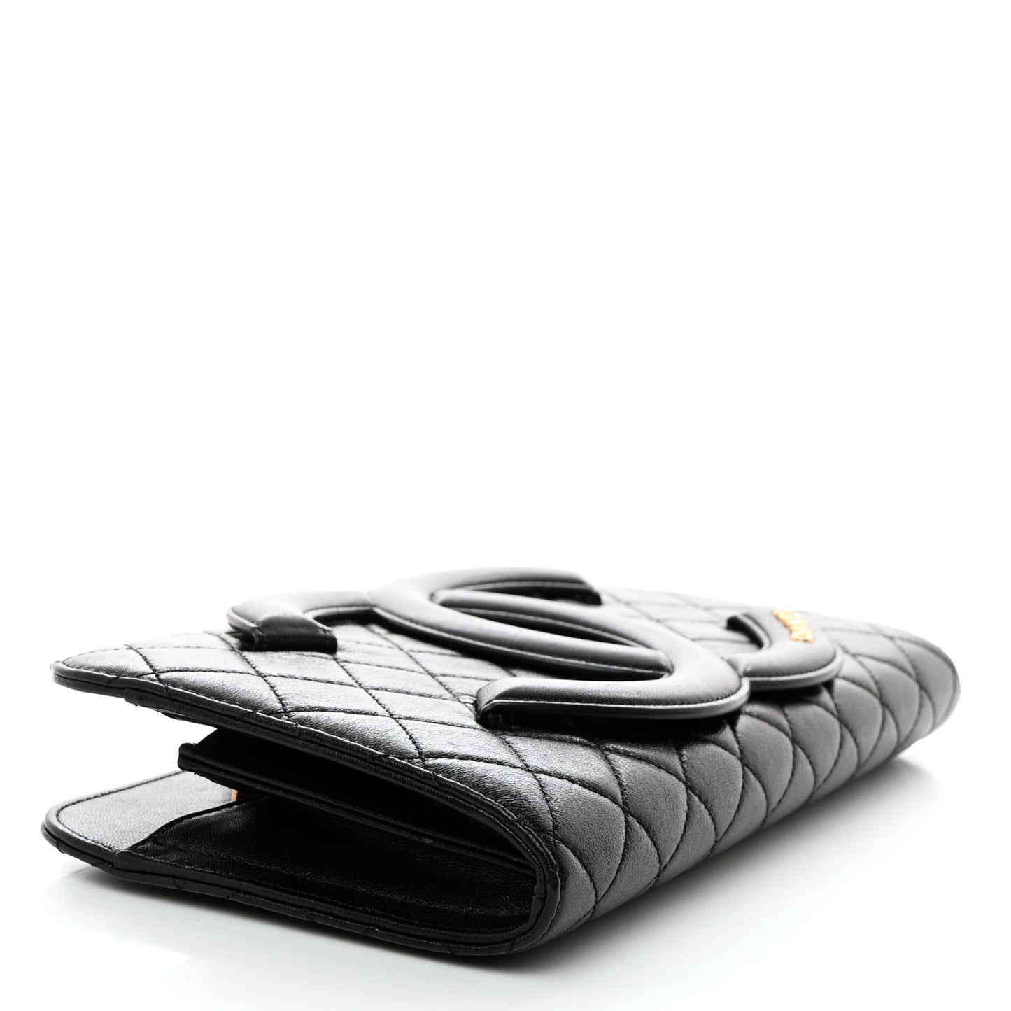 Lambskin Quilted Coco Midnight Clutch Black
