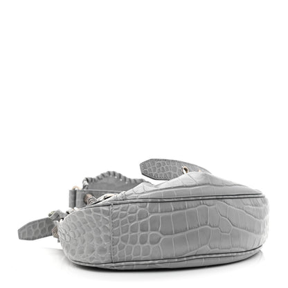 Balenciaga Extra Supple Calfskin Crocodile Embossed Le Cagole Shoulder Bag XS Balenciaga Grey 5 of 13