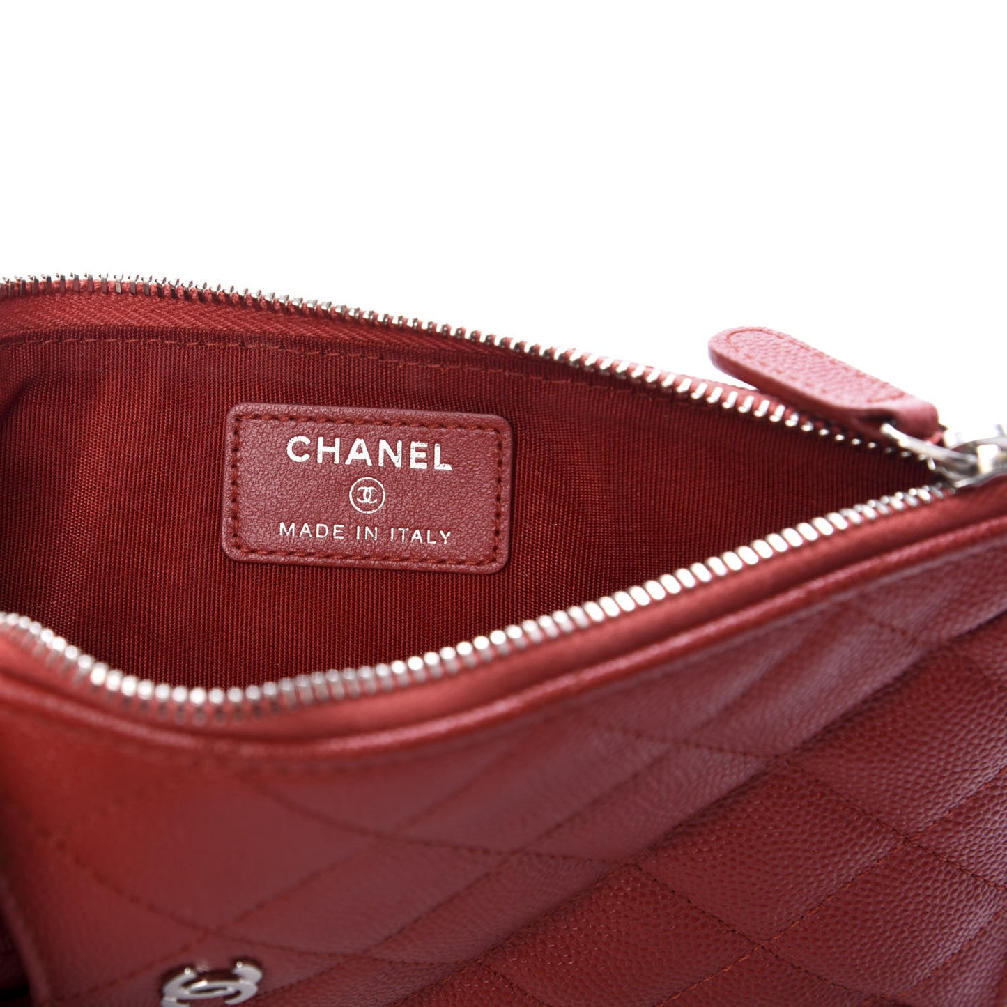 Caviar Quilted Classic Flat Wallet Pouch Red