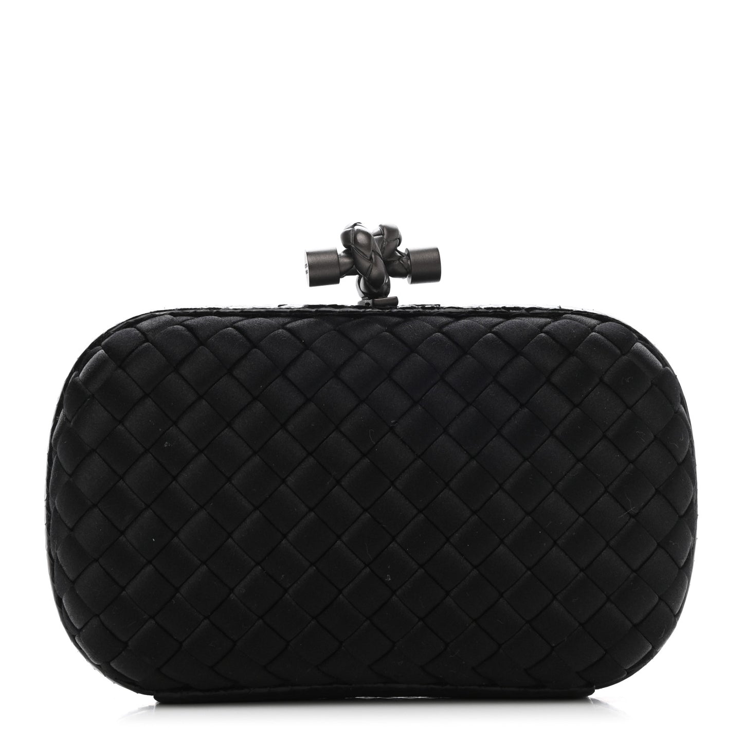 Satin Intreccio Impero Ayers Knot Clutch Black