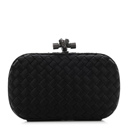 Bottega Veneta Satin Intreccio Impero Ayers Knot Clutch Black 1 of 6