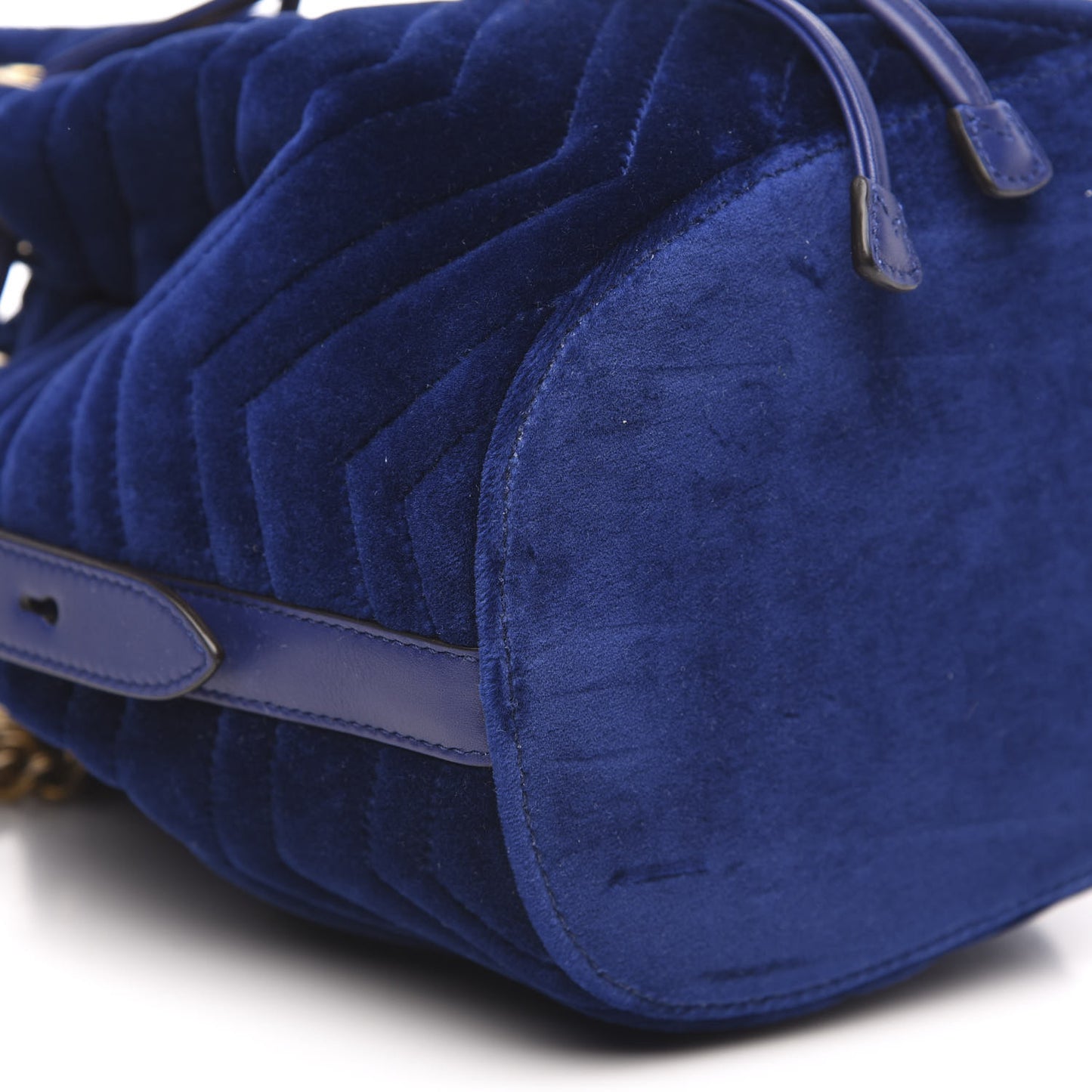 Velvet Matelasse GG Marmont Bucket Bag Cobalt Blue