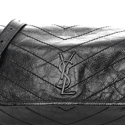 Saint Laurent Crinkled Calfskin Matelasse Monogram Niki Body Bag Black 7 of 12