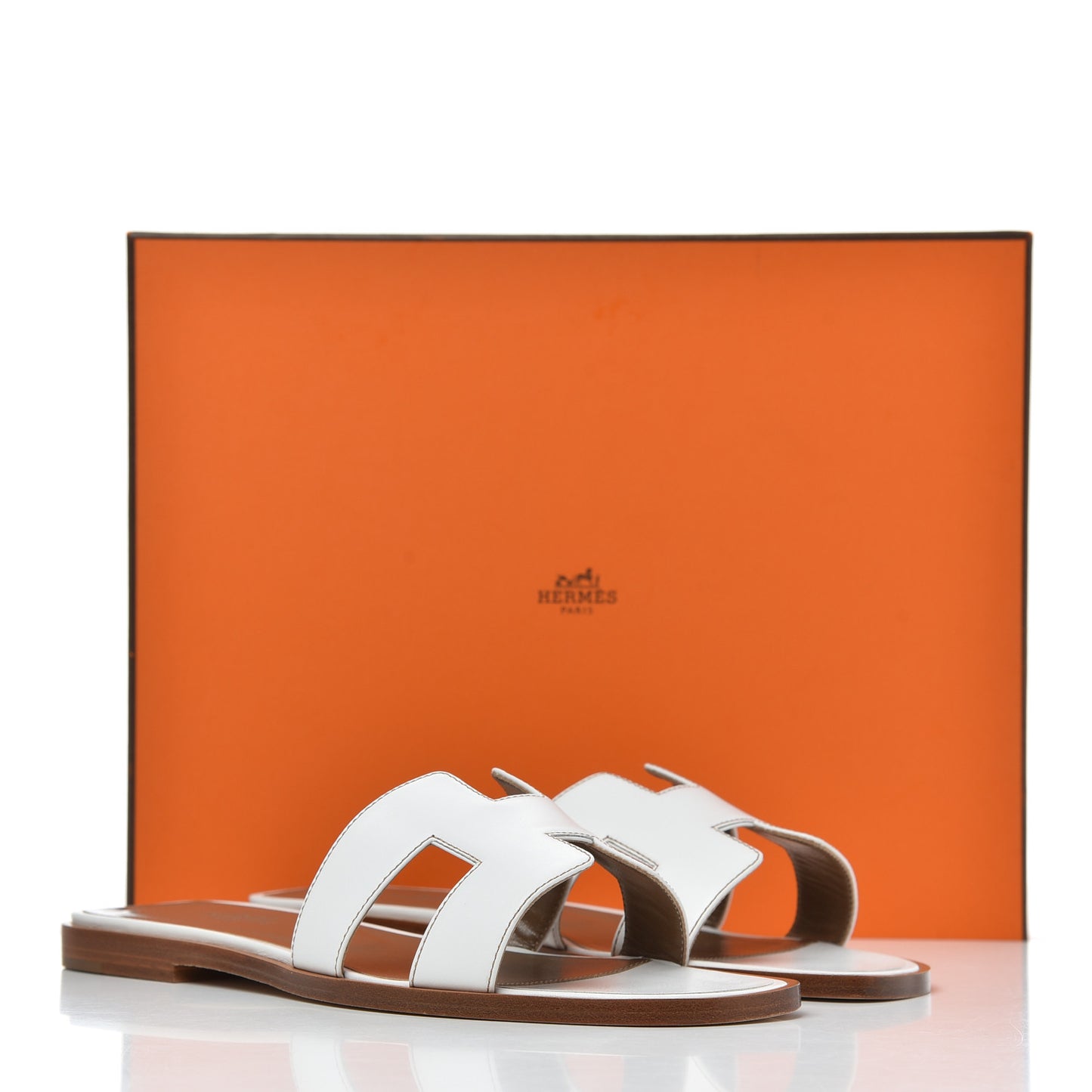 Box Calfskin Oran Sandals 37 White