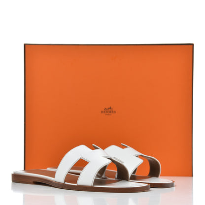 Hermes Box Calfskin Oran Sandals 37 White 12 of 12