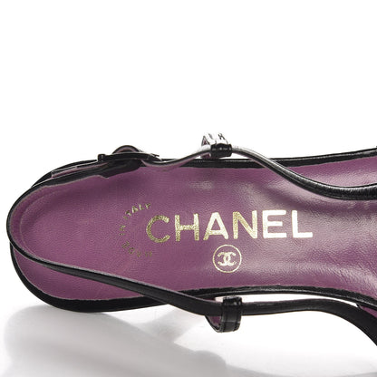 Chanel Lambskin Perforated CC Slingback Pumps 36 Black 7 of 9