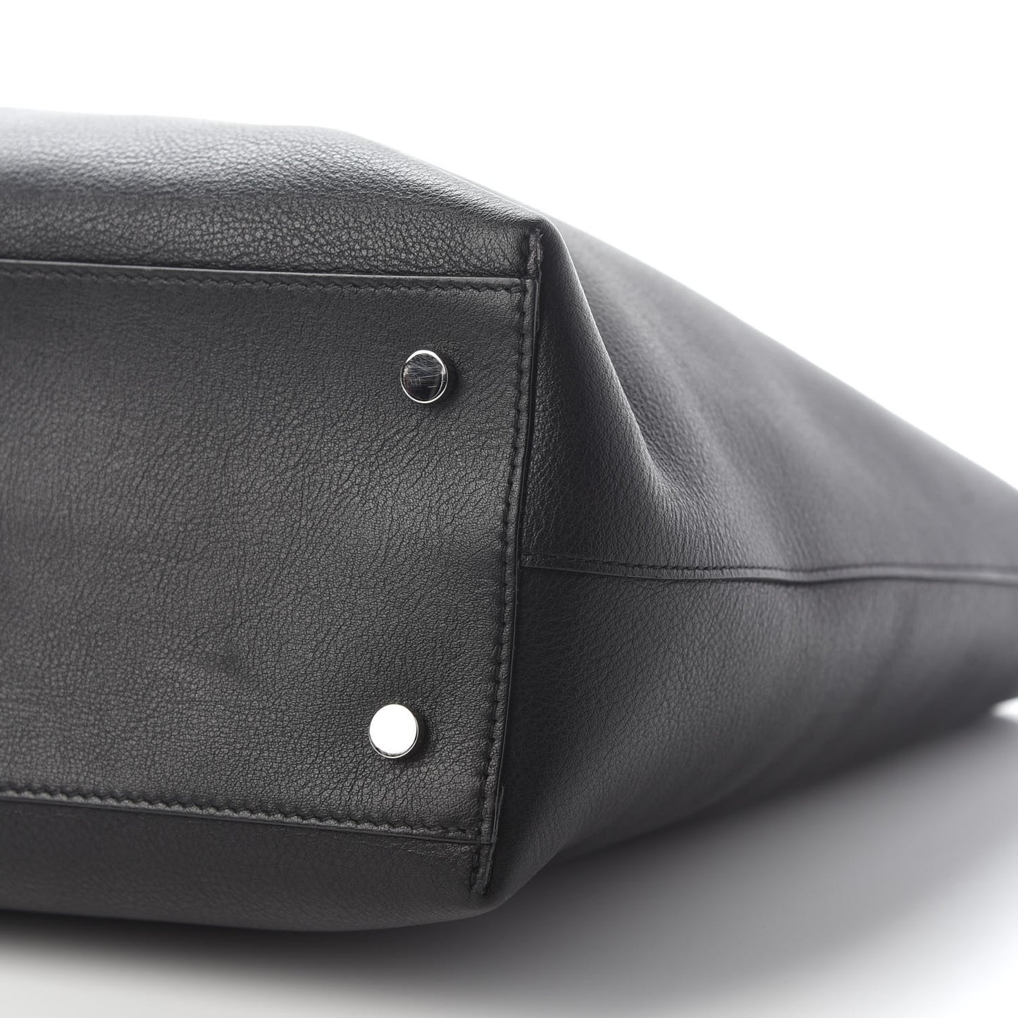 Calfskin Crystal Buckle Shopping Tote Black