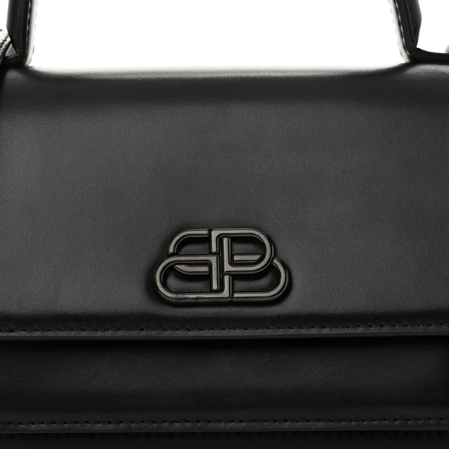 Box Calfskin Monochrome XS Sharp Top Handle Bag Black