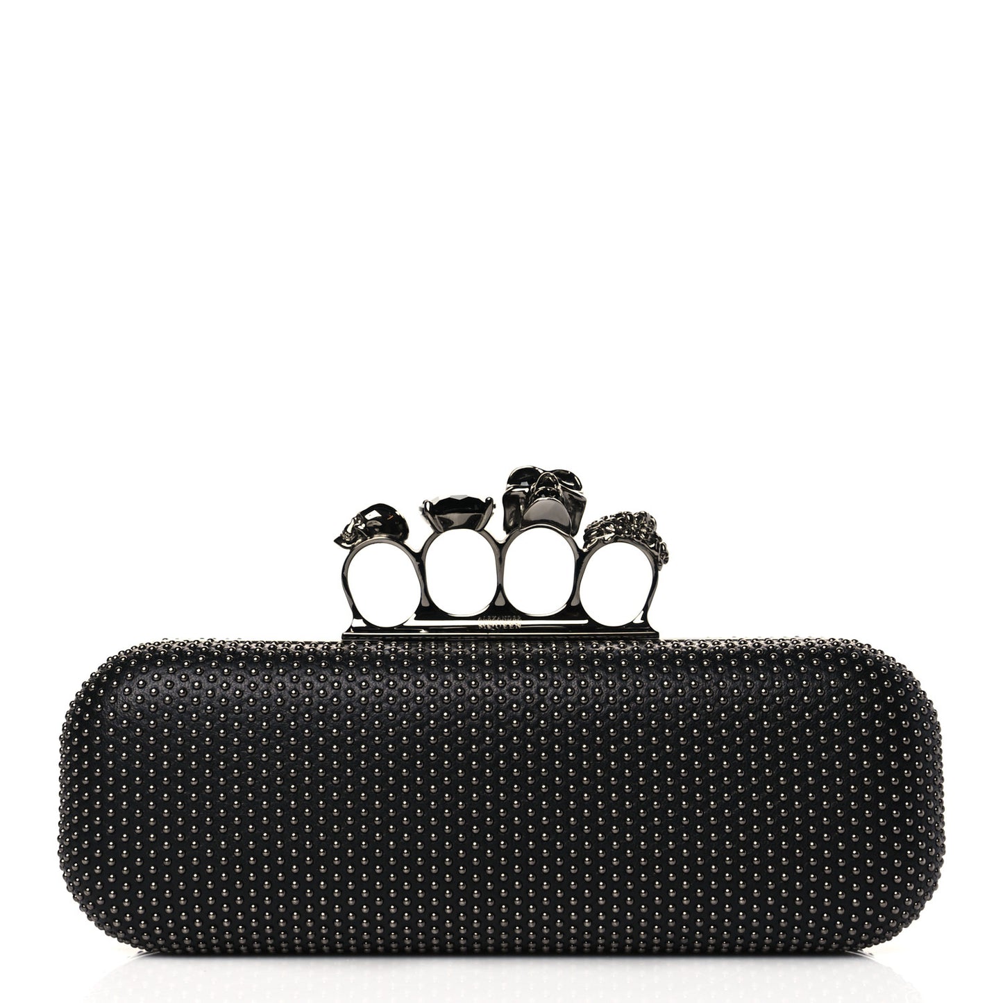 Nappa Studded Knucklebox Clutch Black
