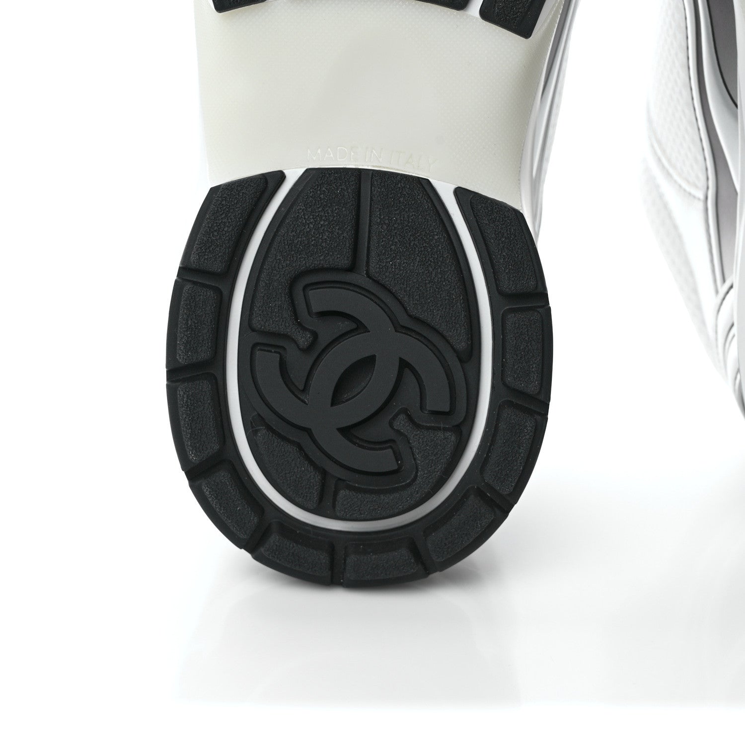 Chanel Fabric Laminated Calfskin Stretch CC Sneakers 39 White Silver 14 of 20