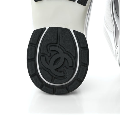 Chanel Fabric Laminated Calfskin Stretch CC Sneakers 39 White Silver 14 of 20