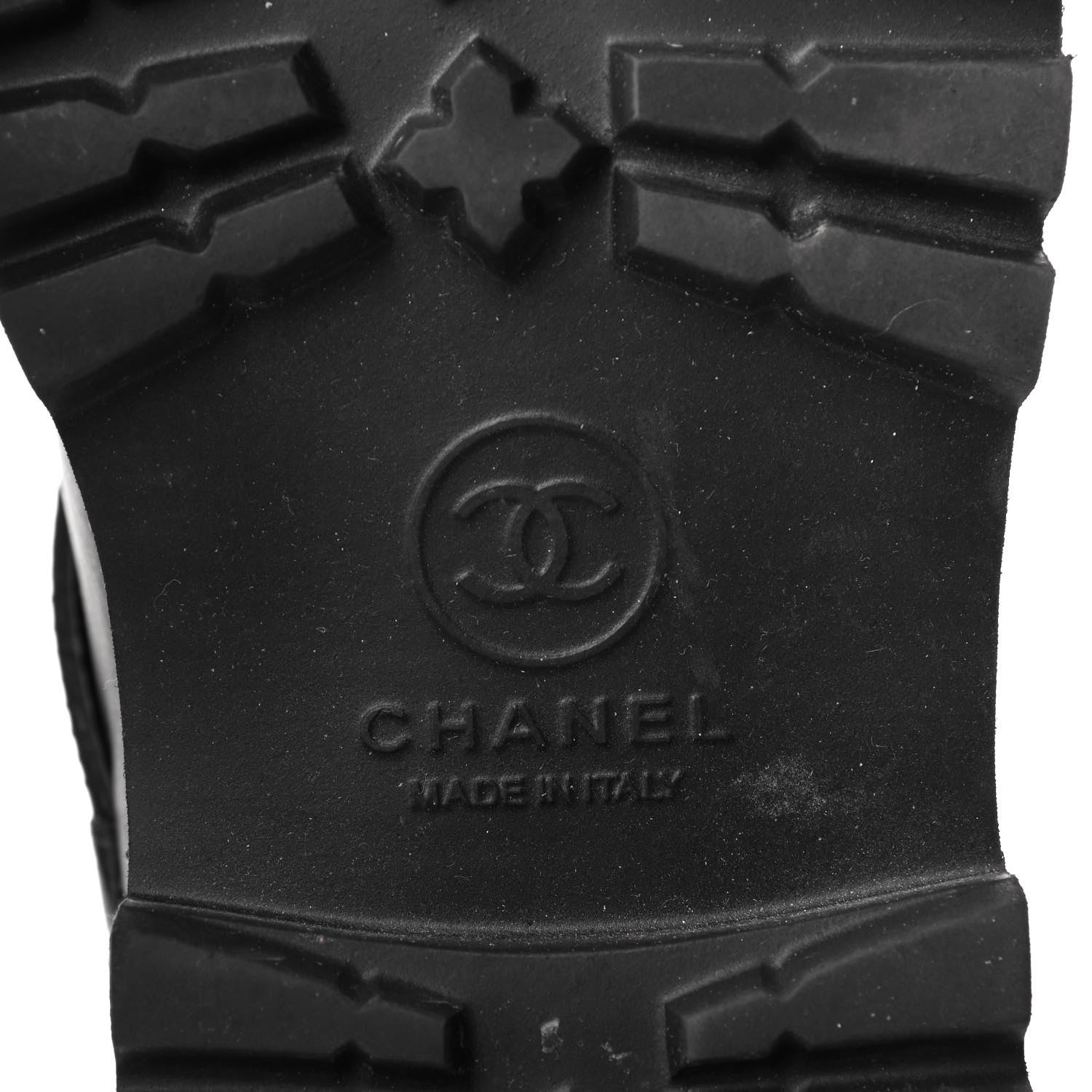 Chanel Calfskin Quilted Biker Boots 36.5 Black 7 of 7