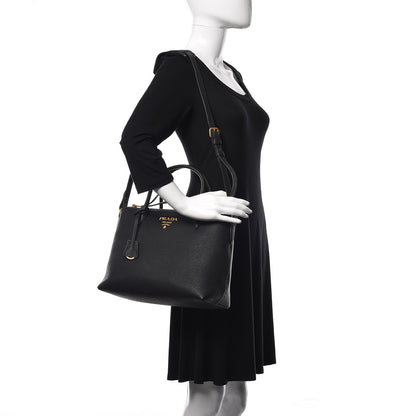 Prada Vitello Daino Tote Black 2 of 12