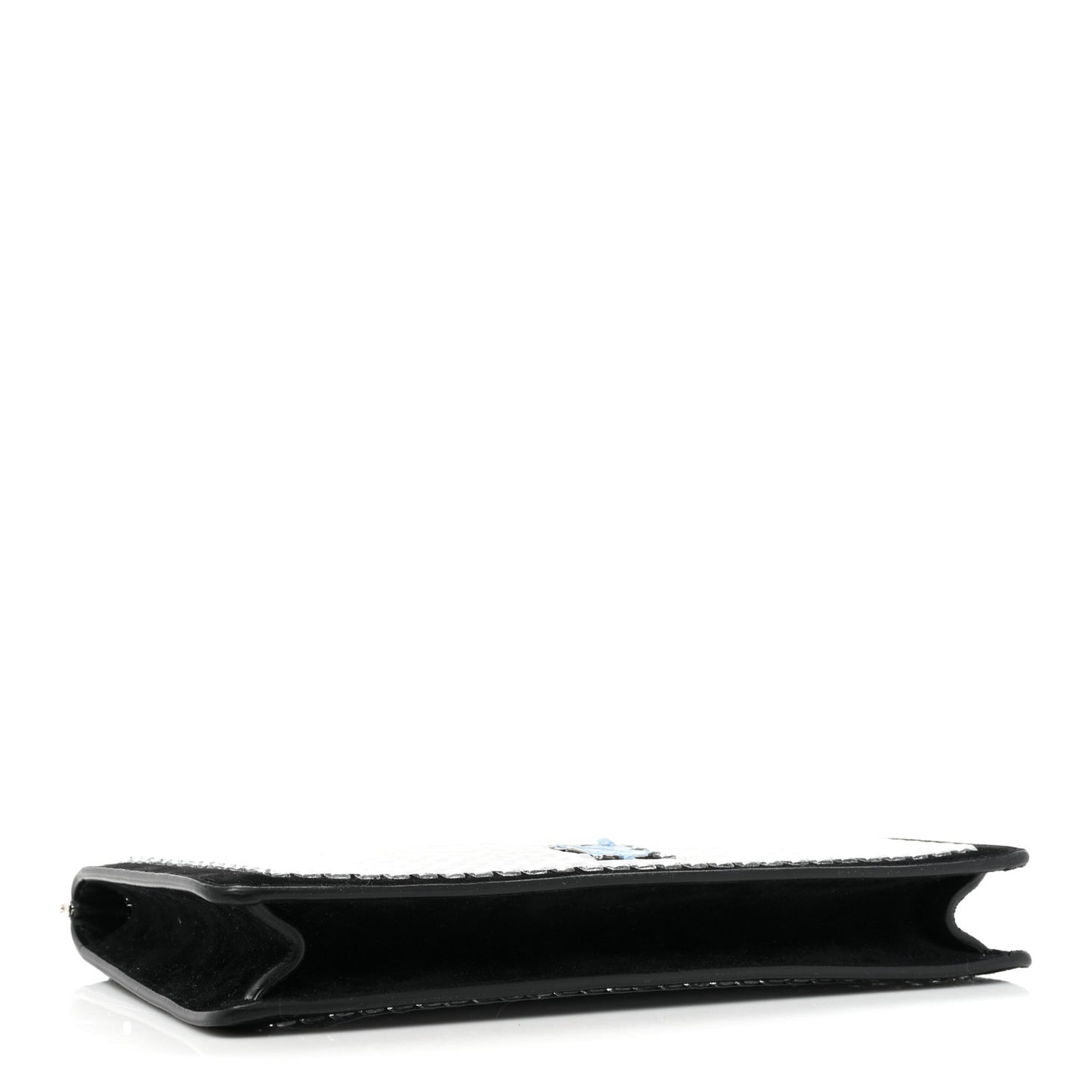 Suede Crystal Embellished TB Hotfix Shoulder Pouch Black
