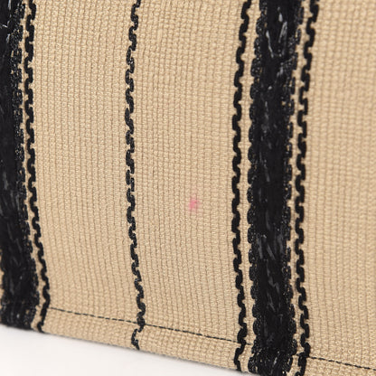 Christian Dior Canvas Embroidered Medium Bayadere Book Tote Black Beige 8 of 11
