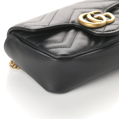 Gucci Calfskin Matelasse Super Mini GG Marmont Shoulder Bag Black 7 of 8