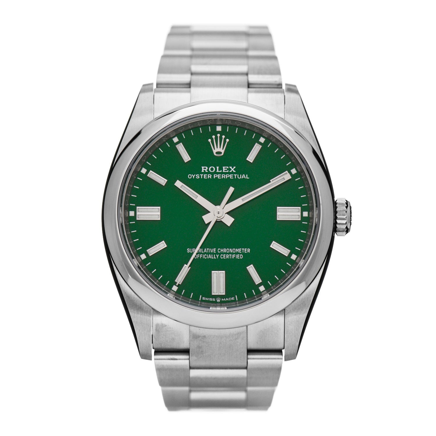 Rolex Stainless Steel 36mm Oyster Perpetual Watch Green 126000 1 of 5