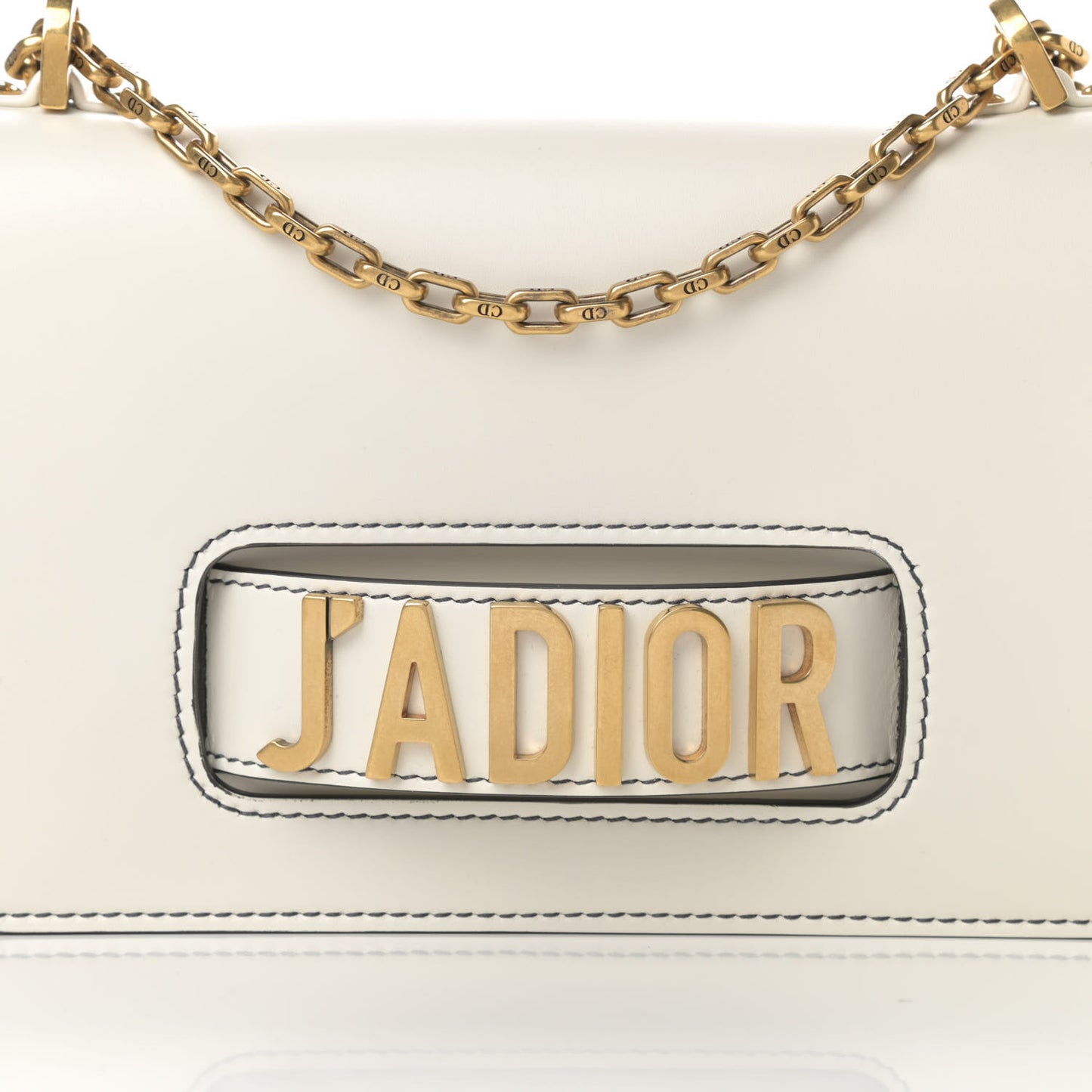 Calfskin J'Adior Chain Flap Bag Off White