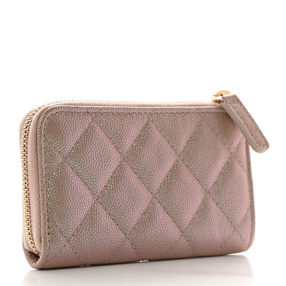 Chanel Iridescent Caviar Quilted Zipped Key Holder Case Beige 3 of 9