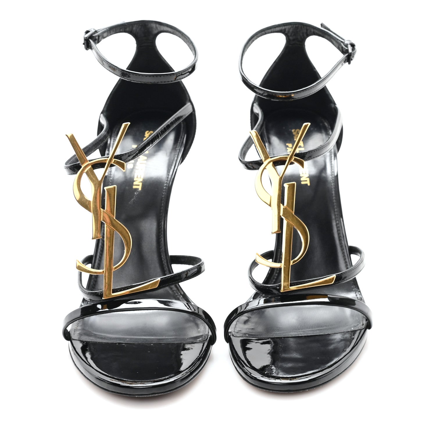 Saint Laurent Patent Cassandra 100 Ankle Strap Sandals 40 Black 3 of 10
