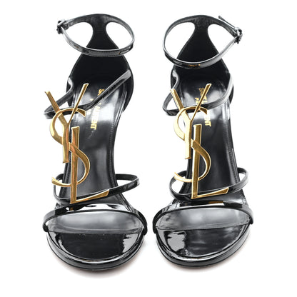 Saint Laurent Patent Cassandra 100 Ankle Strap Sandals 40 Black 3 of 10