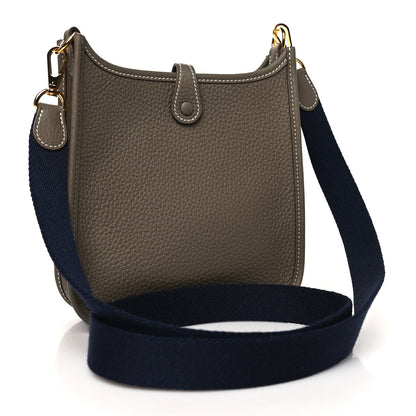 Hermes Taurillon Clemence Amazone Evelyne TPM Etoupe Bleu Indigo 3 of 11