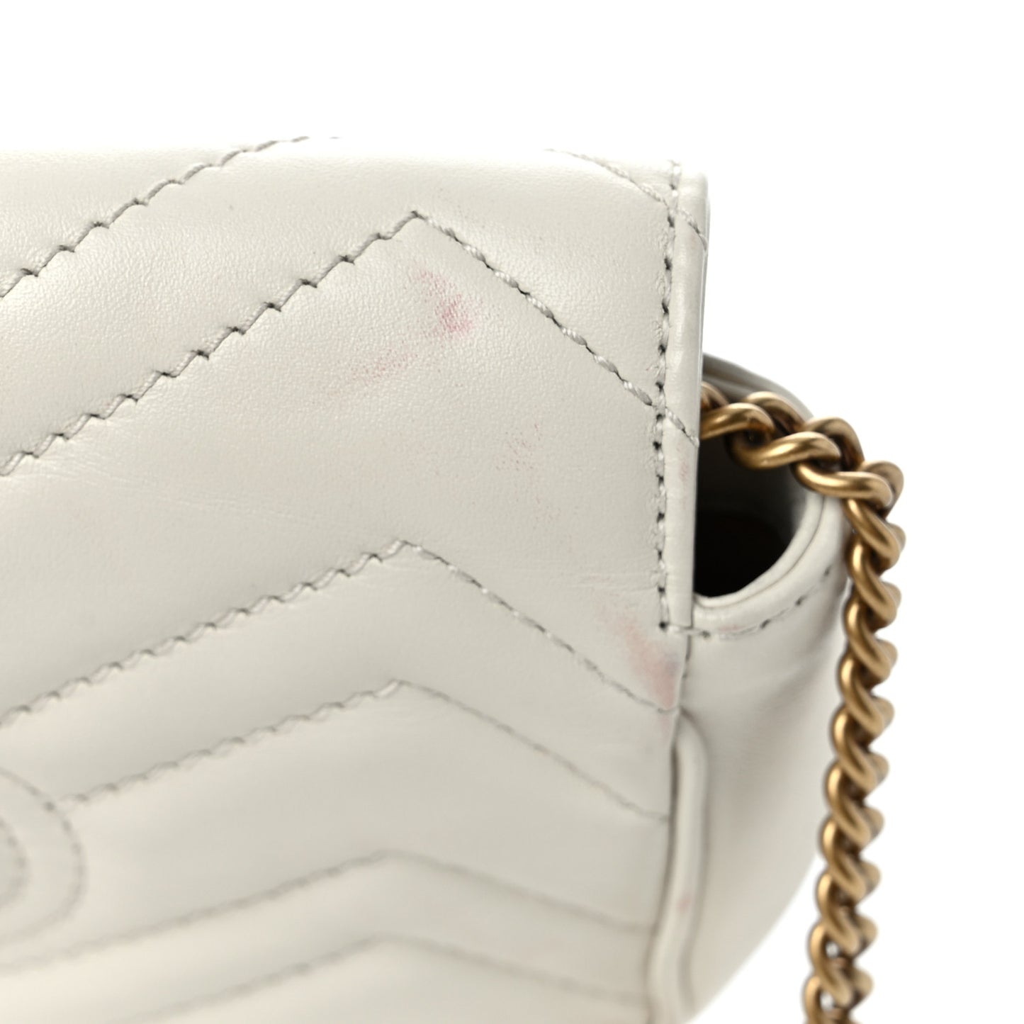 Calfskin Matelasse Super Mini GG Marmont Shoulder Bag White