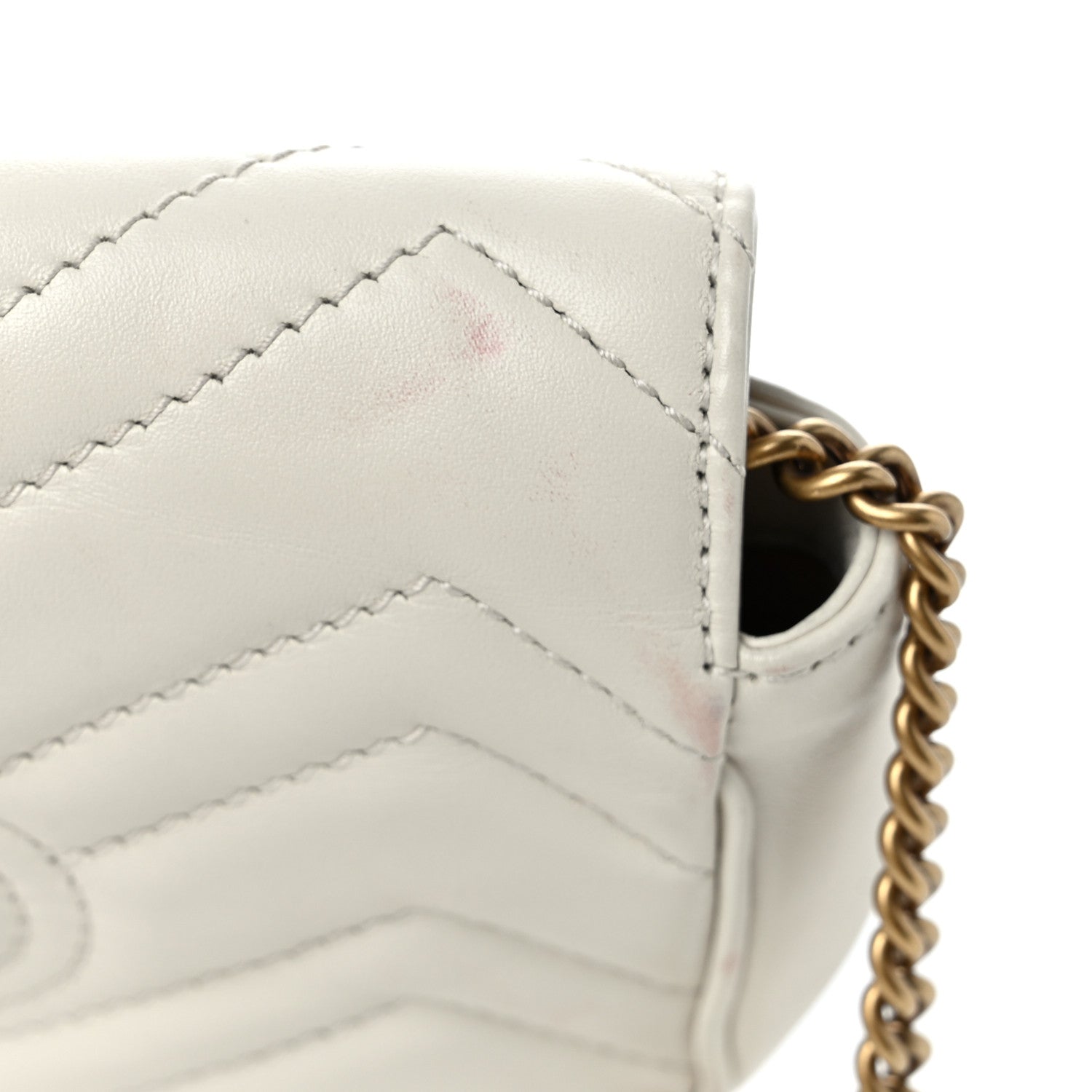 Gucci Calfskin Matelasse Super Mini GG Marmont Shoulder Bag White 10 of 11