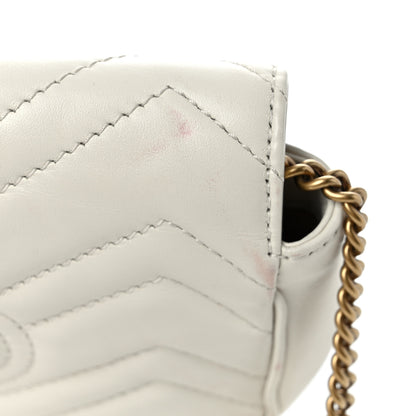 Gucci Calfskin Matelasse Super Mini GG Marmont Shoulder Bag White 10 of 11