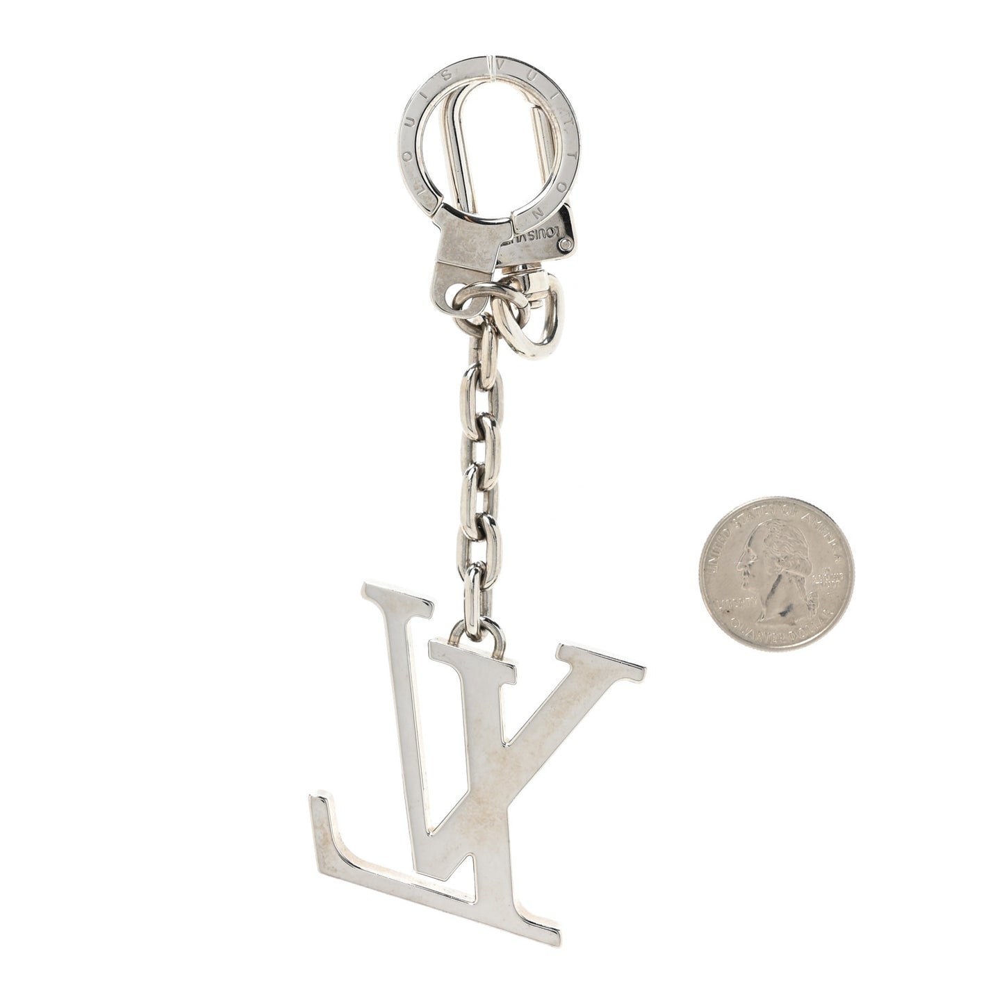 LV Facettes Bag Charm Key Holder Silver