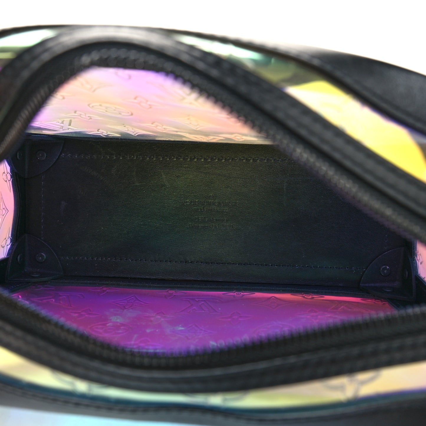 Calfskin PVC Monogram Solar Ray Soft Trunk Iridescent Prism Black