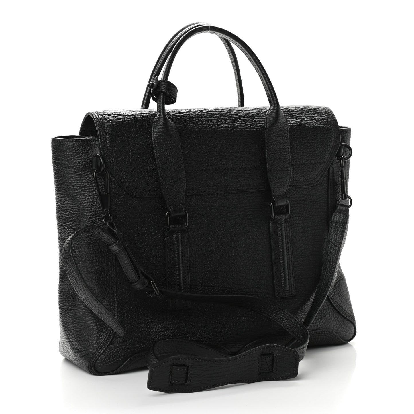 Textured Calfskin Large Pashli Satchel Black