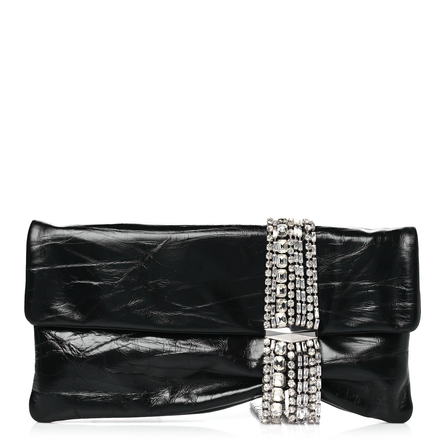 Jimmy Choo Vintage Calfskin Crystal Zandra Clutch Bag Black 1 of 9