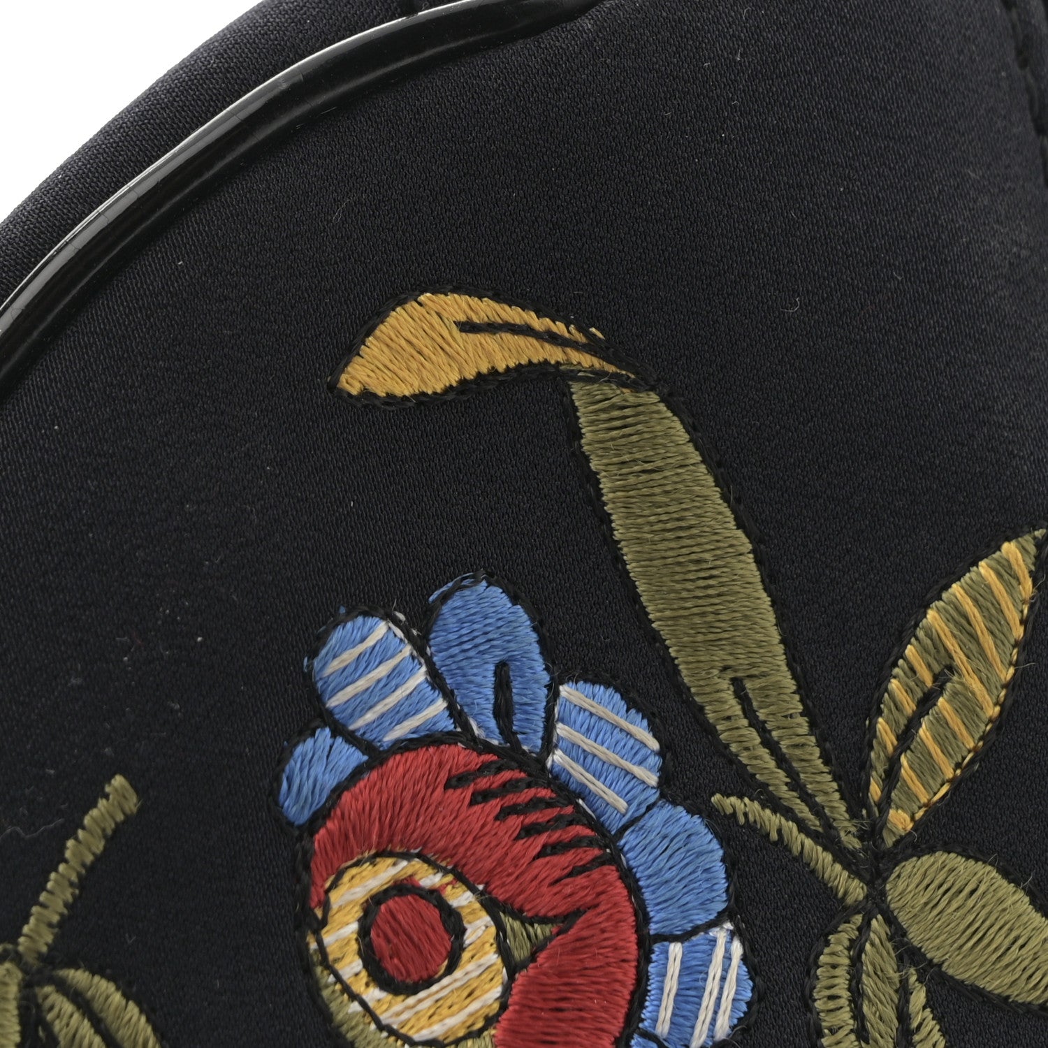 Christian Dior Satin Embroidered Floral Mini Saddle Pochette Bag Black 11 of 12