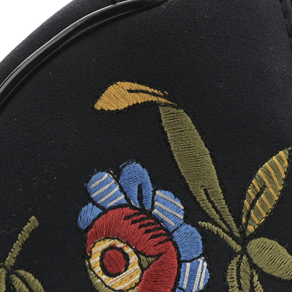 Christian Dior Satin Embroidered Floral Mini Saddle Pochette Bag Black 11 of 12