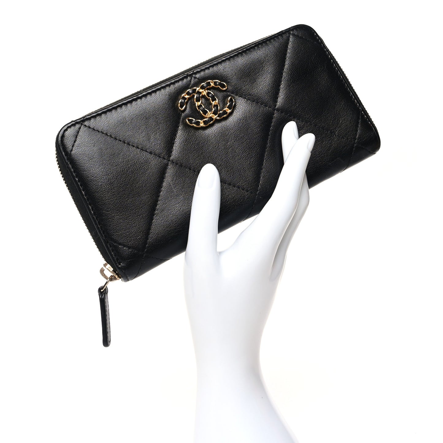 Lambskin Quilted 19 Zipped Wallet Black