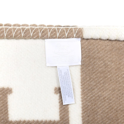 Hermes Wool Cashmere Avalon Baby Blanket Noisette Moyen White 3 of 3