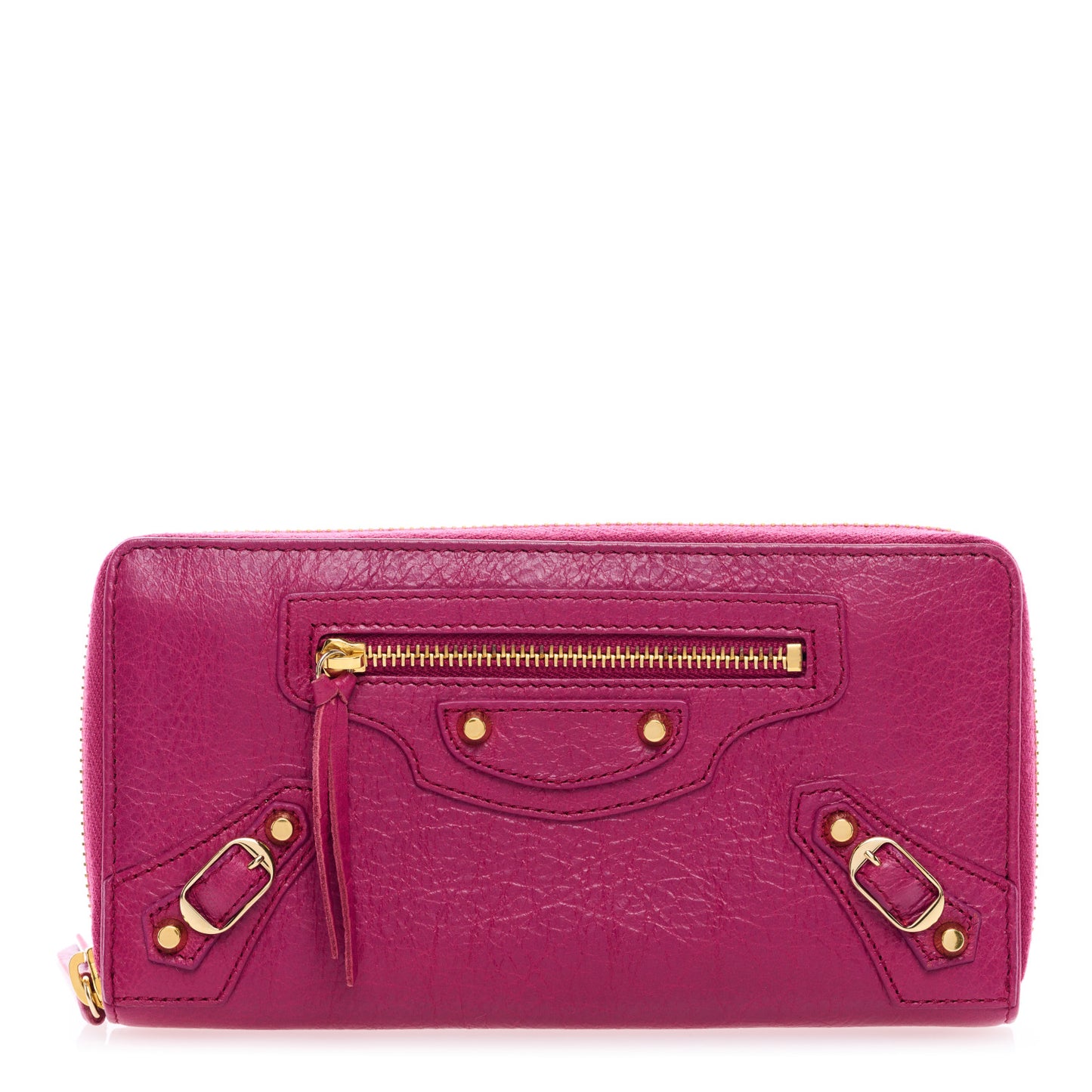 Agneau Classic Gold Hardware Continental Zip Around Wallet Rose Dahlia
