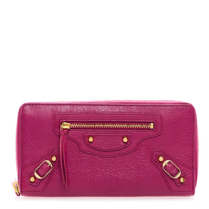 Balenciaga Agneau Classic Gold Hardware Continental Zip Around Wallet Rose Dahlia 1 of 6
