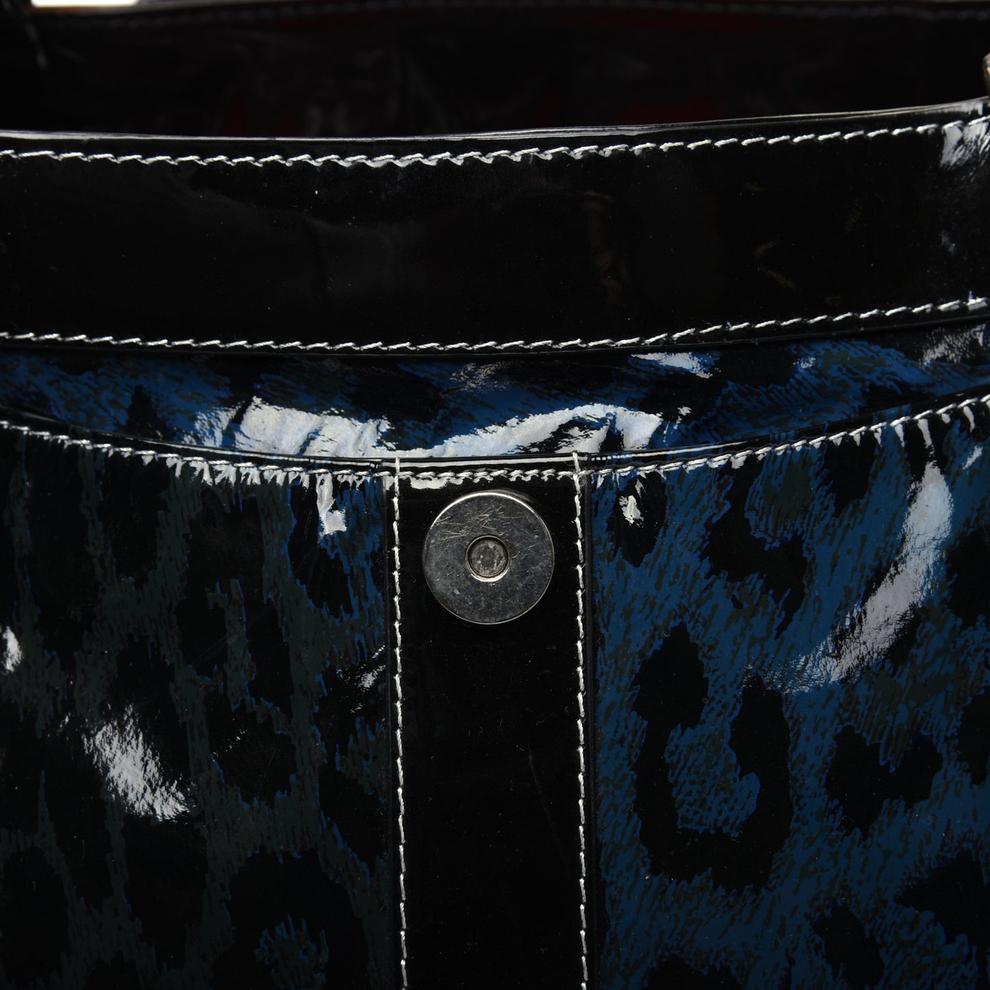 Patent Leopard Ironica Tote Blue