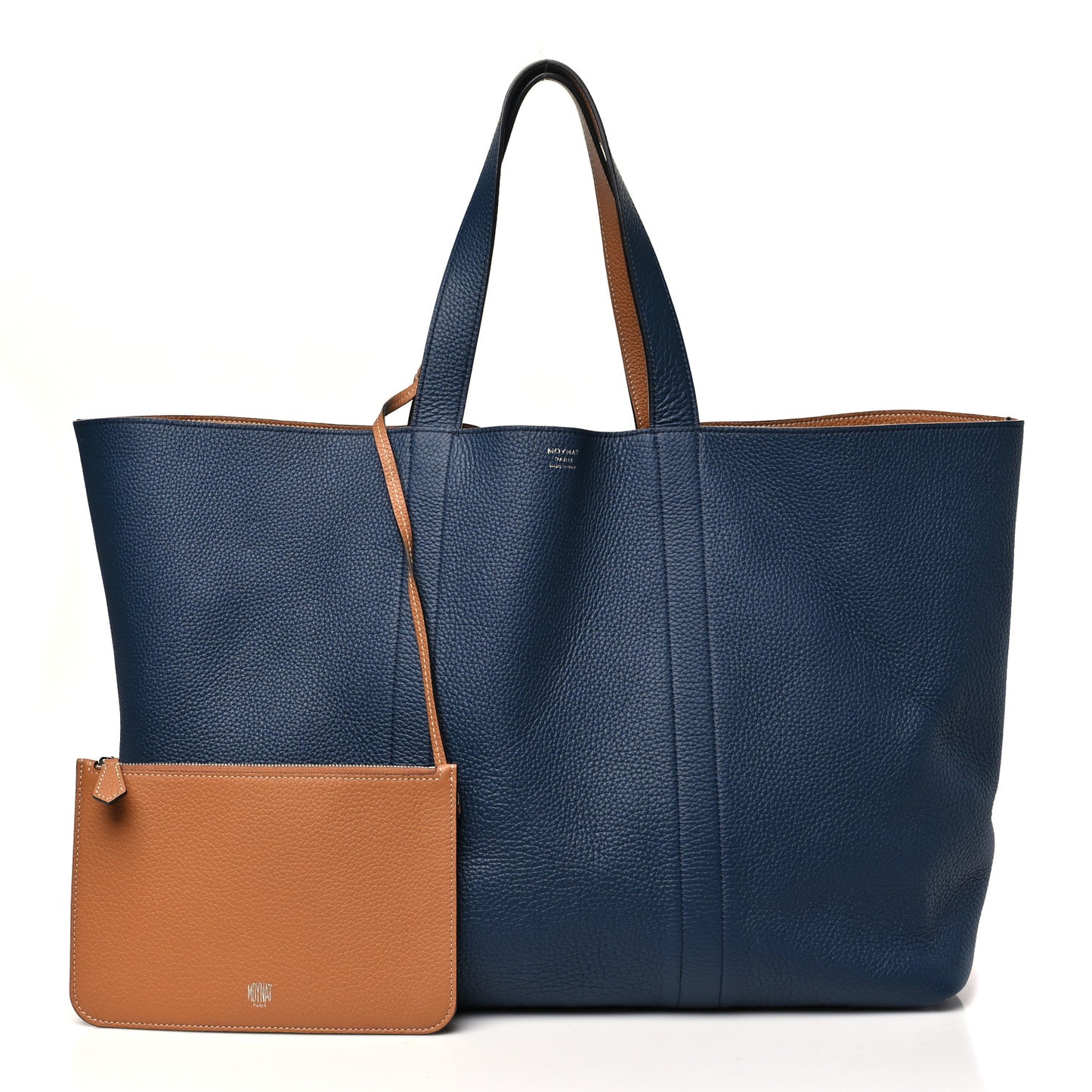 Taurillon Gex Calfskin Duo Reversible Tote GM Bleu Acier Canelle